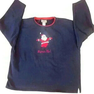 Christmas Santa Embroidered Fleece lined Sweatshirt size XL Ugly Christmas Sweat